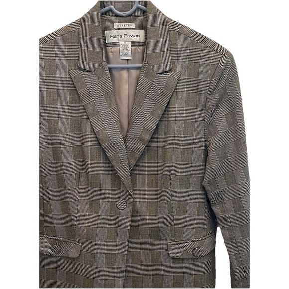 Rena Rowan Jackets & Blazers - RENA ROWAN Glen Plaid Blazer Women's Stretch Size 18 Career Academia